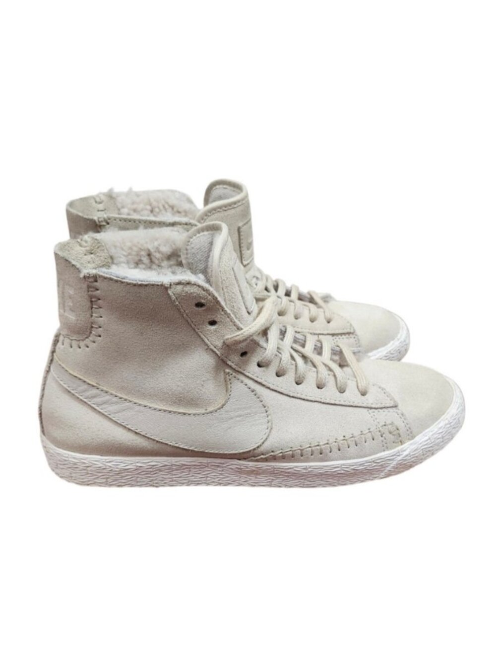 Nike Blazer Mid Premium Sherpa Women’s 7.5 Beige Suede High Top 403729-200 - Picture 2 of 12